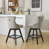 Counter Height Bar Stools Velvet Upholstery Tufted Gray - Furniture Home Direct