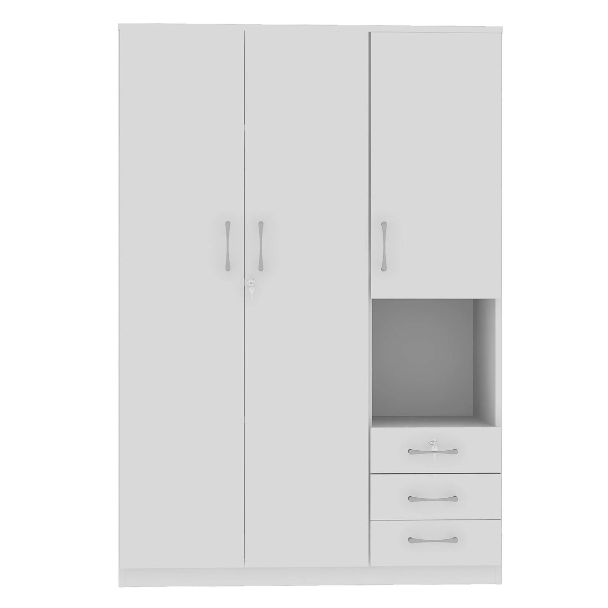 2 Doors Wardrobe Storage For Bedroom With Shelves And 3 Drawers - Furniture Home Direct