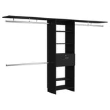 Closet System With Drawer And Hanging Rods Premium Black - Furniture Home Direct