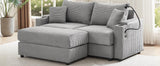Modern Style Loveseat With Storage, Ottoman, Two USB Ports, Two Cup Holders and Phone Holder - Gray - Furniture Home Direct