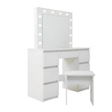 Large Vanity Tables With Mirror And Light - Matte White - Furniture Home Direct