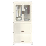 Portable Wardrobe Closet Storage Organizer With Magnetic Doors And Hanging Rod - Cream White - Furniture Home Direct