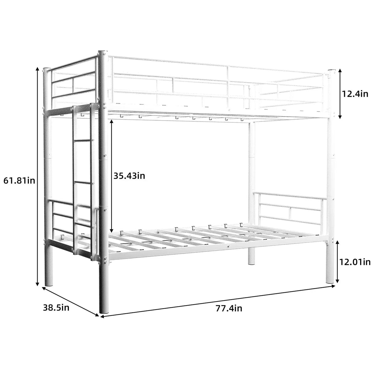 Bunk Bed For Kids, Convertible Frame With Ladders & Guardrail - Furniture Home Direct