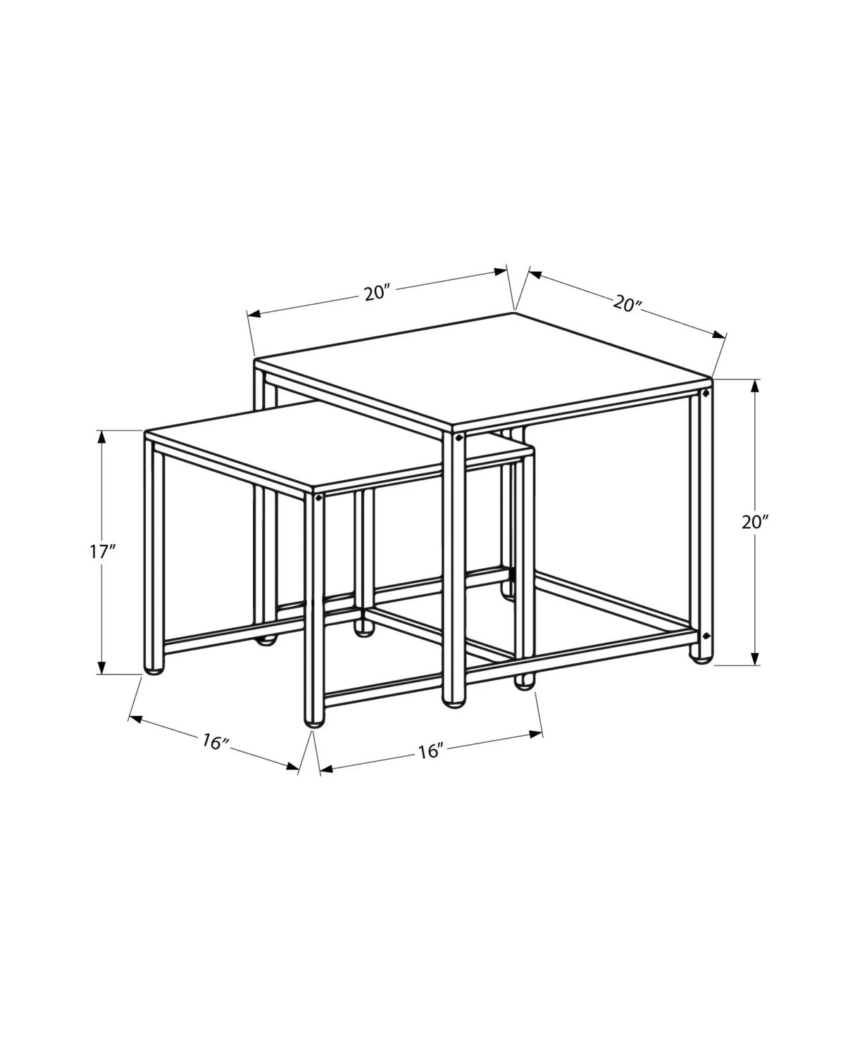Nesting Table, Space-Saving Design Transitional (Set of 2) - Furniture Home Direct