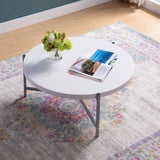 Round Coffee Table With White Metal Legs - Furniture Home Direct
