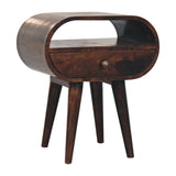 Circular Bedside Table With Open Slot - Walnut - Furniture Home Direct