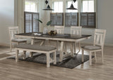 Dining Set Extendable Table with 6 Upholstered Chairs Cream - Furniture Home Direct