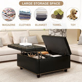 Large Square Storage Ottoman With 2 Storage Doors - Furniture Home Direct