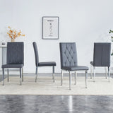 Dining Chairs Tufted Back Chrome Legs Charcoal Gray - Furniture Home Direct
