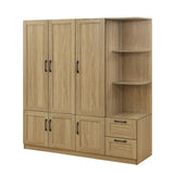 3 Door Storage Wardrobe For Dedroom With Shelves And 2 Drawers, Side Storage Shelves - Furniture Home Direct