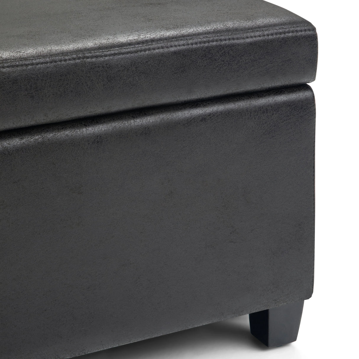 Avalon - Storage Ottoman Bench - Distressed Black - Furniture Home Direct