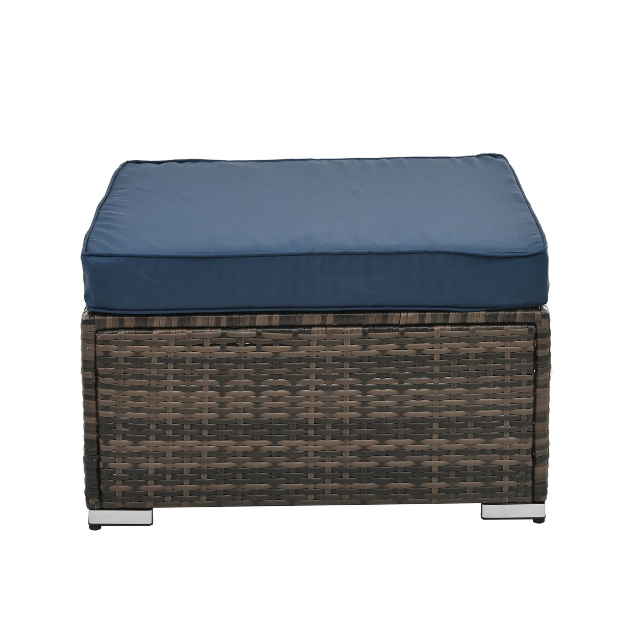4 Piece Outdoor Sectional Set With Tempered Glass Coffee Table - Blue - Furniture Home Direct