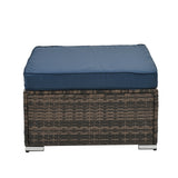 4 Piece Outdoor Sectional Set With Tempered Glass Coffee Table - Blue - Furniture Home Direct