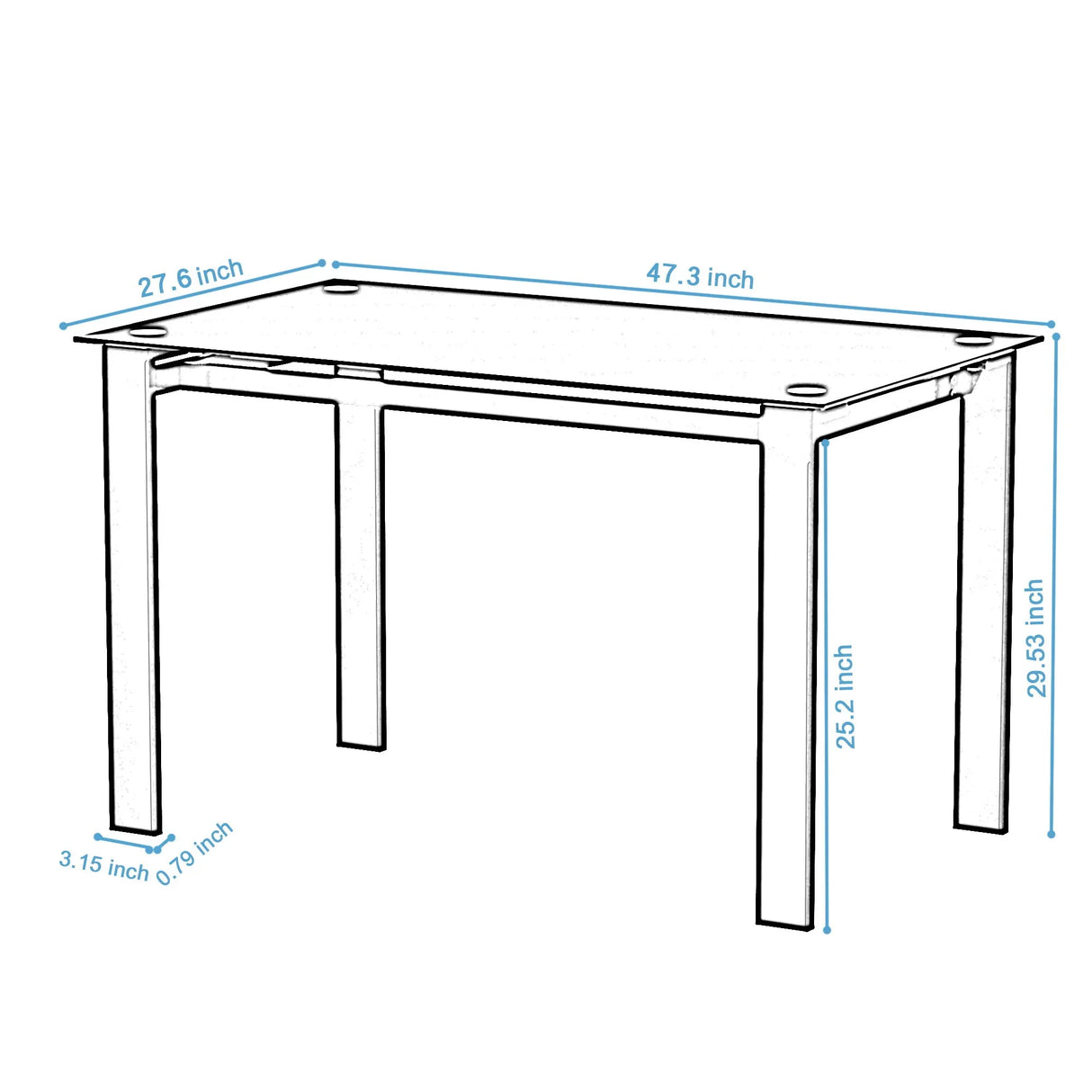 Modern 5 Piece Dining Table Set With Glass Top And Chairs - Black - Furniture Home Direct