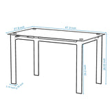 Modern 5 Piece Dining Table Set With Glass Top And Chairs - Black - Furniture Home Direct