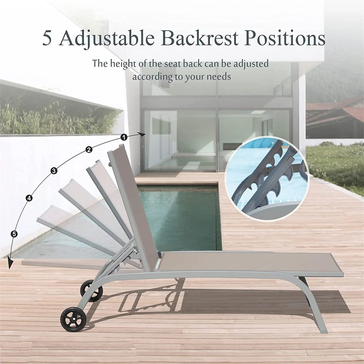 Outdoor Chaise Lounge Set With Adjustable Backrest Khaki - Furniture Home Direct