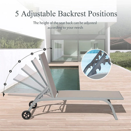 Outdoor Chaise Lounge Set With Adjustable Backrest Khaki - Furniture Home Direct
