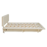 Queen Bed With Upholstered Storage And LED Lighting Beige - Furniture Home Direct