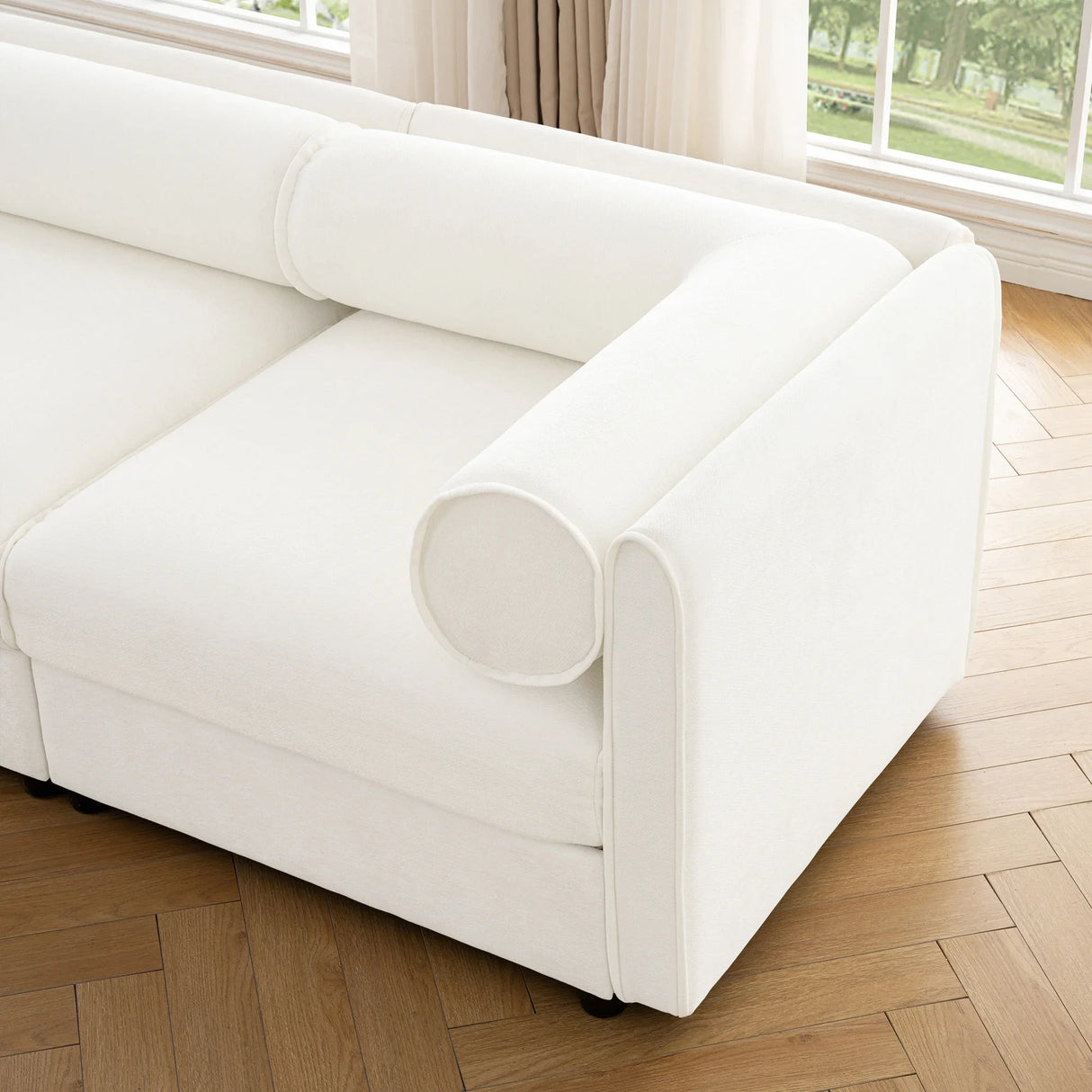 Chenille Loveseat with 2 Ottomans - Furniture Home Direct