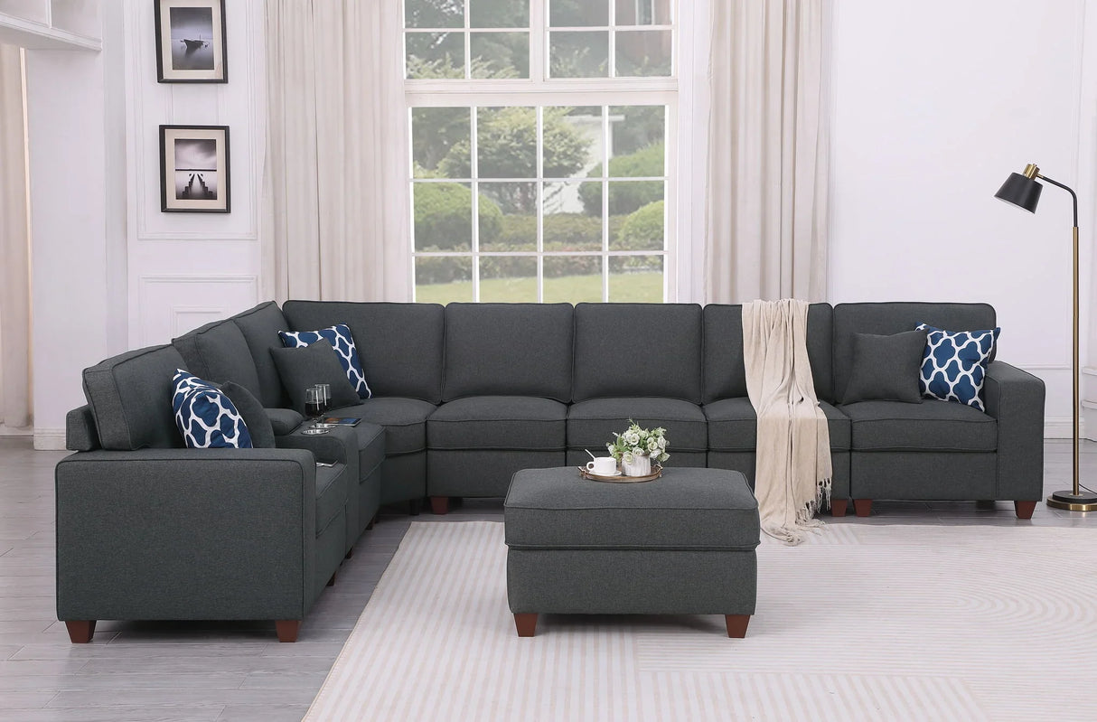 Hannah - Sectional Sofa With Ottoman - Dark Gray - Furniture Home Direct