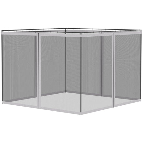 Outsunny - 10' x 13' Replacement Mesh Sidewall Netting For Patio Gazebos And Canopy Tents With Zippers (Sidewall Only) - White - Furniture Home Direct
