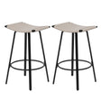 Counter Height Bar Stools Backless Handwoven Kitchen Dining Chairs With Round Footrest (Set of 2) Weaving Pub Stoo - Creamy White - Furniture Home Direct