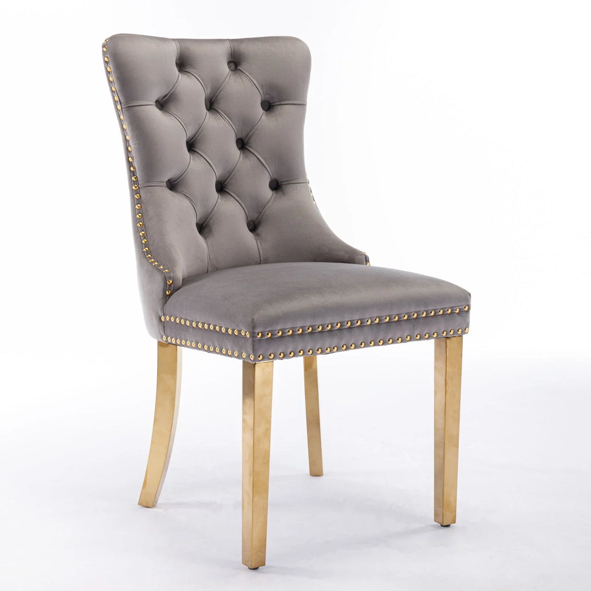 Nikki - Modern, High-End Tufted Solid Wood Contemporary Velvet Upholstered Dining Chair With Golden Stainless Steel Plating Legs, Nailhead Trim (Set of 2) - Furniture Home Direct