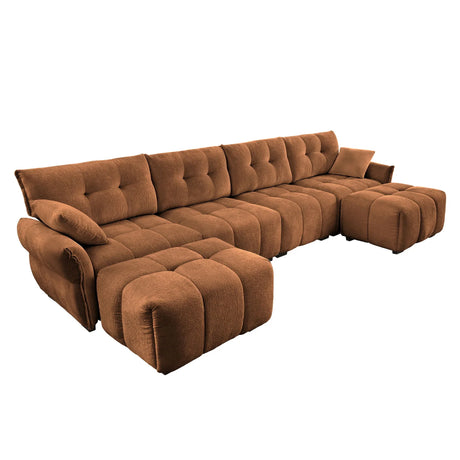 Sofa Set With Ottoman And Pillows, Textured, High Resilience Cushions - Furniture Home Direct