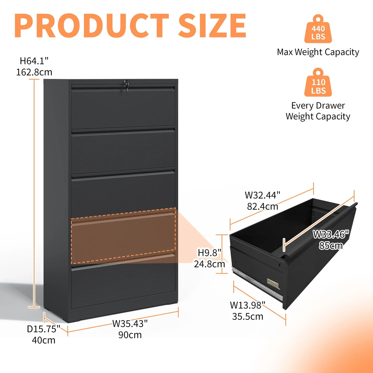Premium Drawer Metal Lateral File Cabinet With Lock - Furniture Home Direct