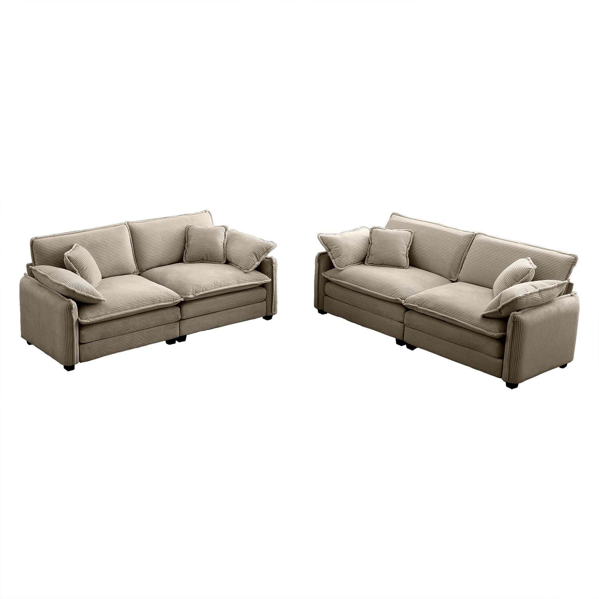 Modern 2 Piece Corduroy Living room Set - Light Brown - Furniture Home Direct