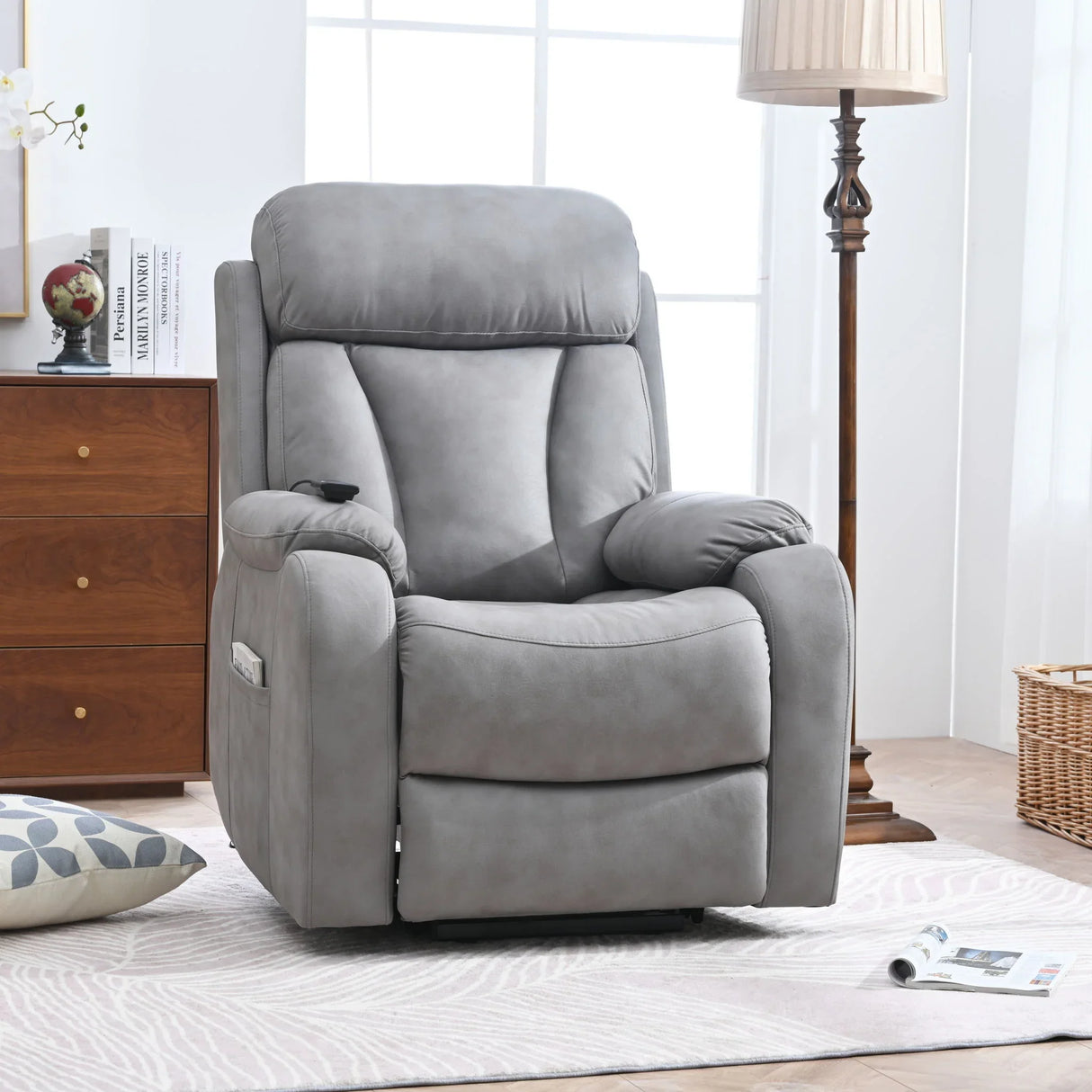 Lift Chair Recliner For Elderly Power Remote Control Recliner Sofa Relax Soft Chair Anti-Skid Australia Cashmere Fabric Furniture Living Room - Furniture Home Direct