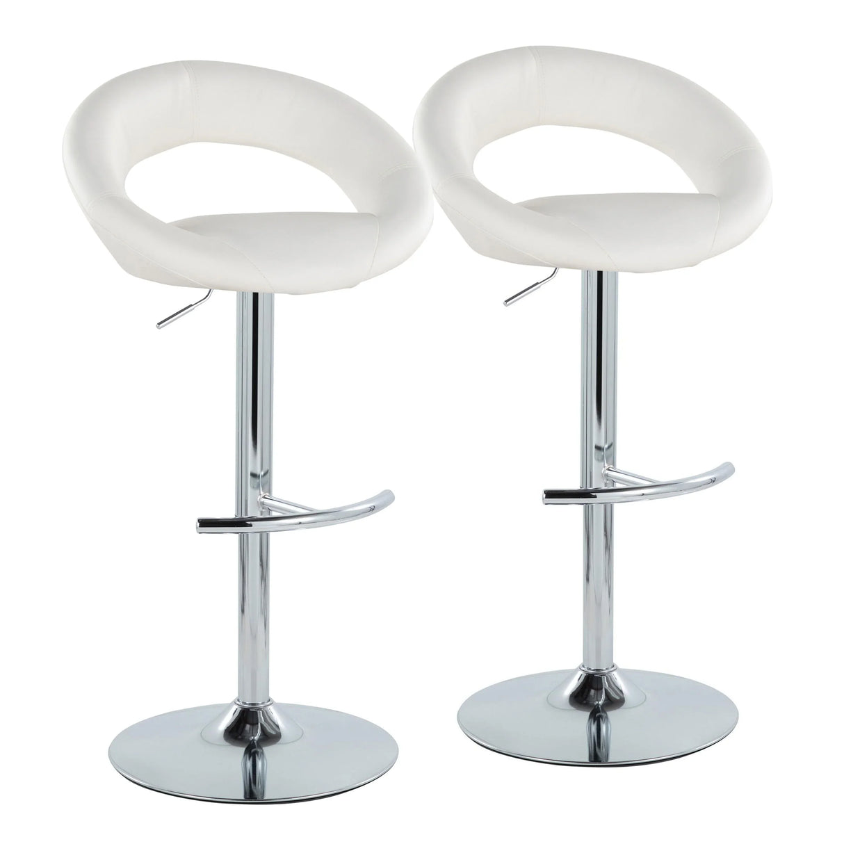 Posh - Contemporary Adjustable Barstool With Swivel With Rounded T Footrest (Set of 2) - Furniture Home Direct