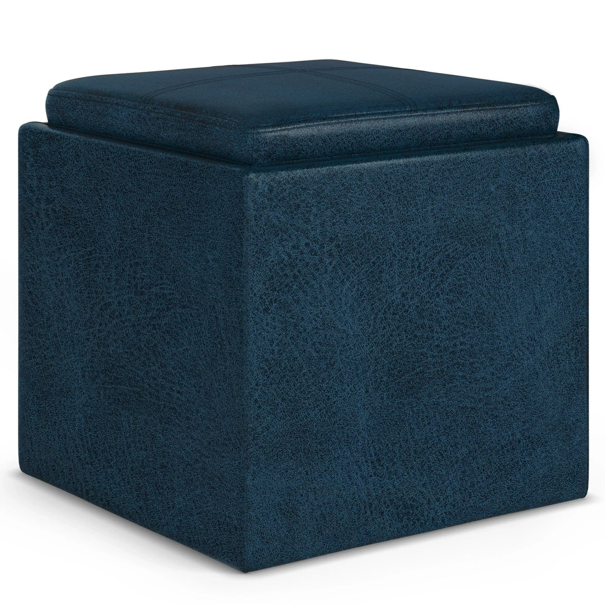 Rockwood - Upholstered Cube Storage Ottoman With Tray - Furniture Home Direct