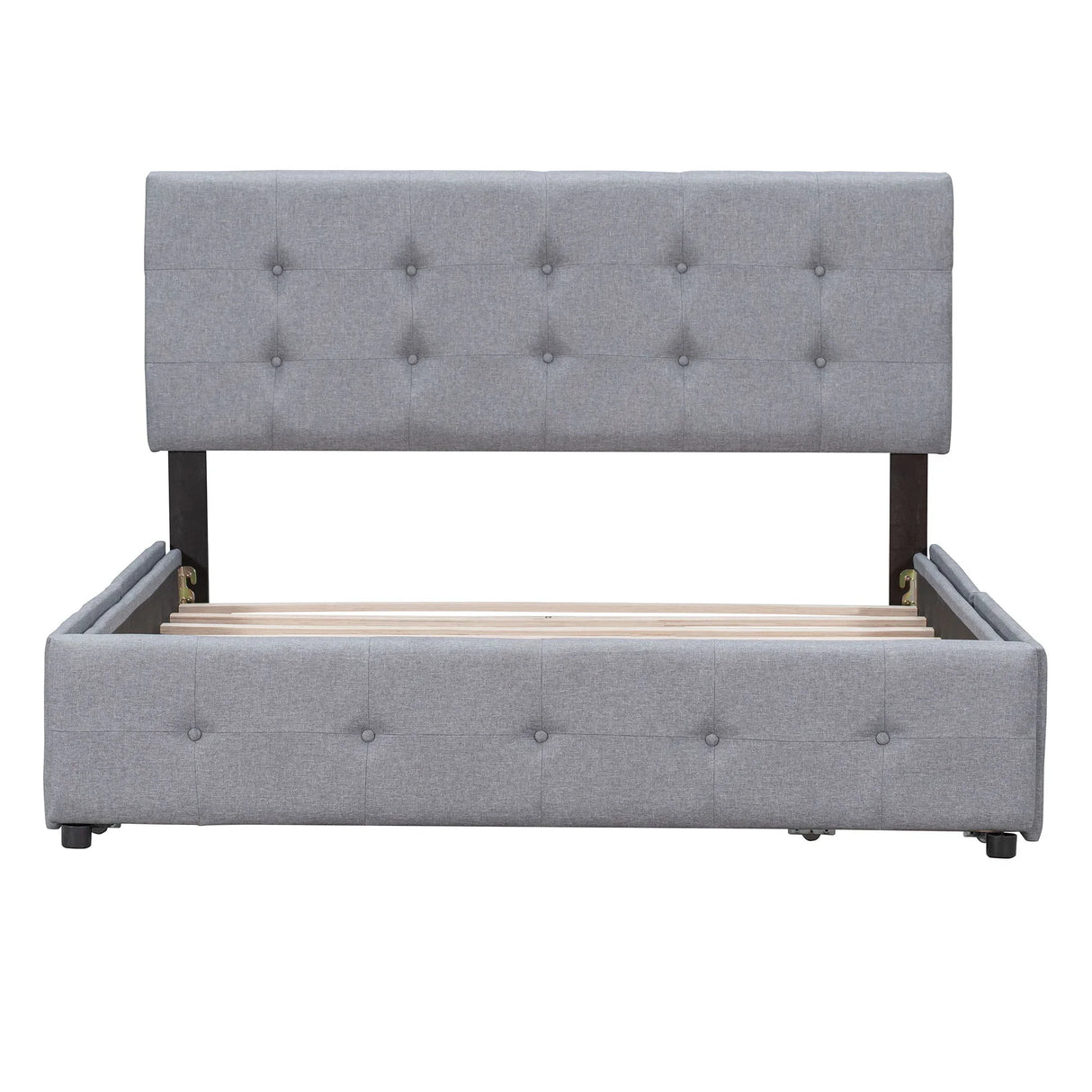Upholstered Platform Bed With Classic Headboard And Drawers, No Box Spring Needed - Furniture Home Direct