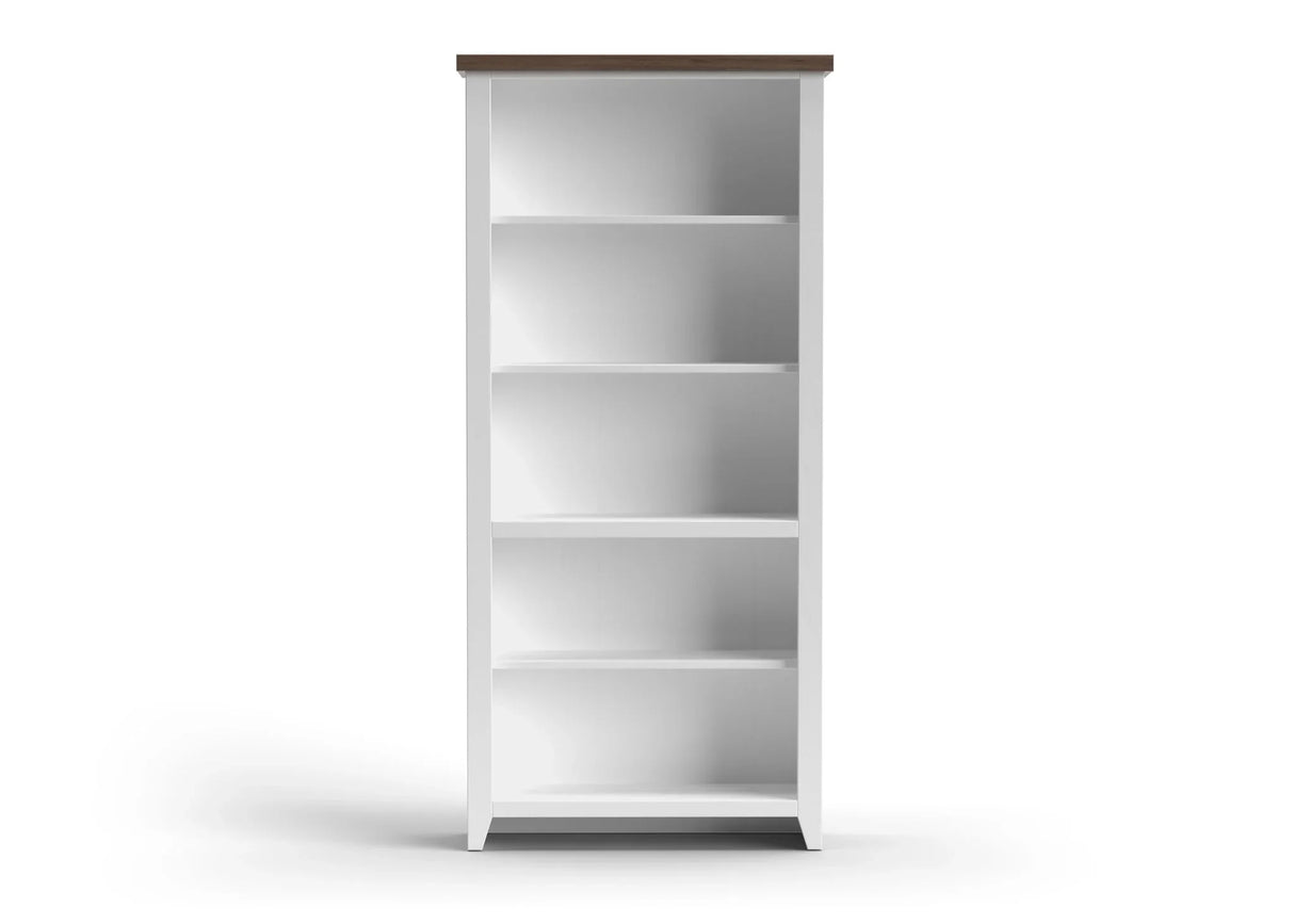Hampton - High 5 Shelf Bookcase - Jasmine Whitewash / Barnwood - Furniture Home Direct