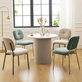 Modern 4 Person Dining Set With Bamboo & Table And Turquoise & Chairs Metal Legs, Space Saving Design - White - Furniture Home Direct