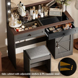 Makeup Vanity Table, Makeup Table With Large Mirror And 11 LED Light, Brightness Adjustable, Dressing Table Desk With 3 Drawers, Vanity Desk For Women (With Stool) - Furniture Home Direct