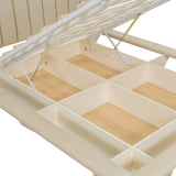 Queen Bed With Upholstered Storage And LED Lighting Beige - Furniture Home Direct
