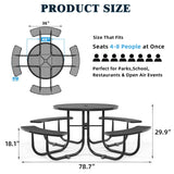 Round Outdoor Steel Picnic Table 46" With Umbrella Pole - Furniture Home Direct