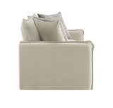 Upendo - Pattern Linen Loveseat With 2 Toss Pillows - Beige - Furniture Home Direct
