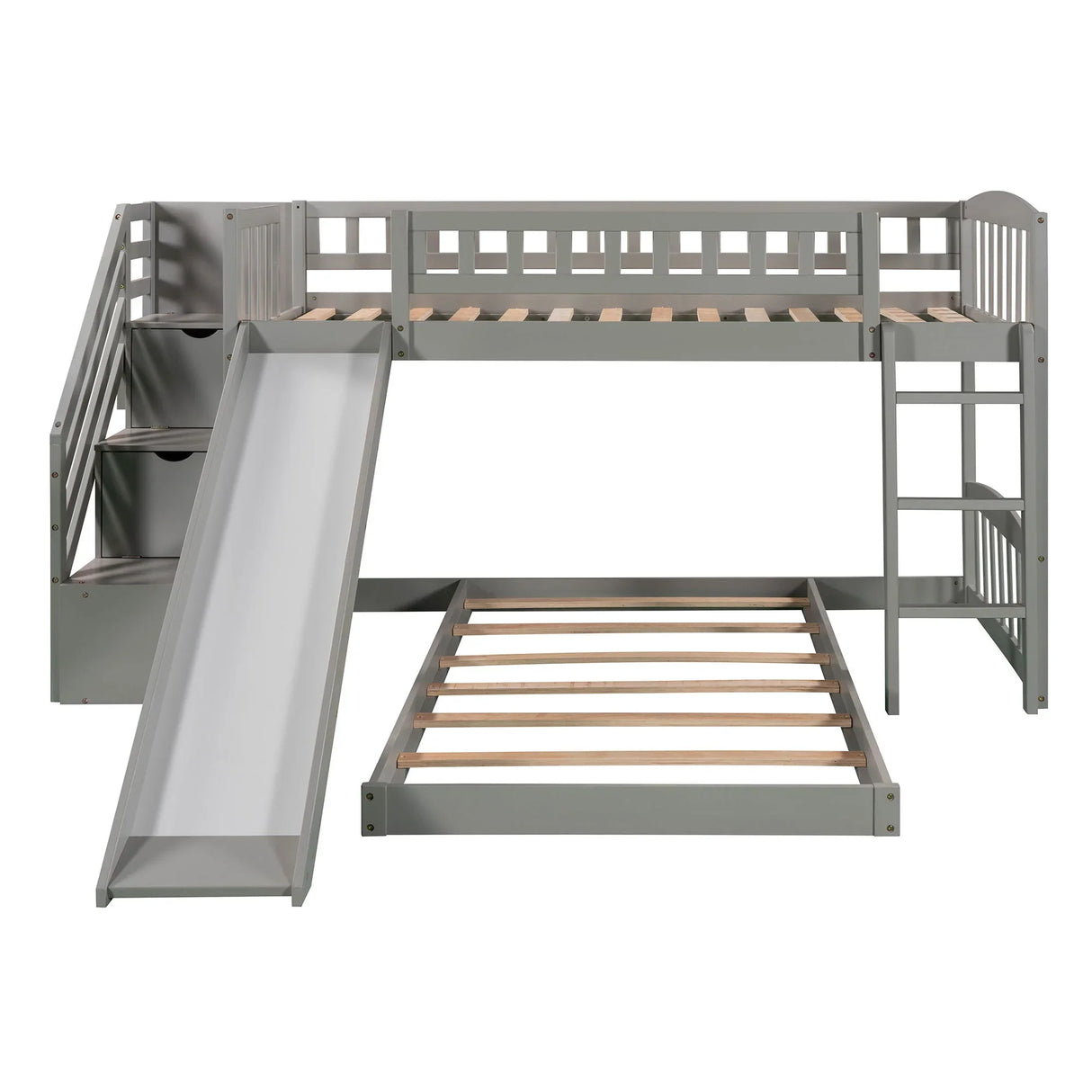 Twin Over Twin Stairway Bunk Bed With Two Drawers And Slide - Furniture Home Direct