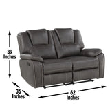 Katrine - Charcoal PU Manual Loveseat - Charcoal Black - Furniture Home Direct