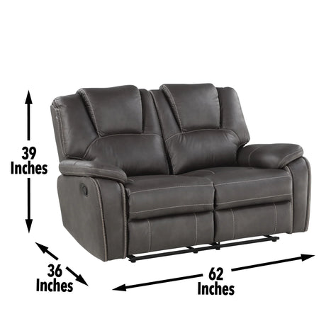 Katrine - Charcoal PU Manual Loveseat - Charcoal Black - Furniture Home Direct