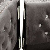 2 Piece Velvet Living Room Set with Sofa and Loveseat and 4 Pillows - Gray - Furniture Home Direct
