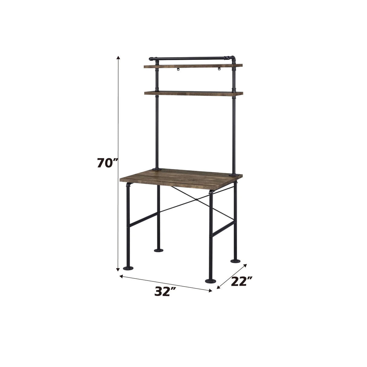 Ensata - Rustic Writing Desk - Black / Oak - Furniture Home Direct