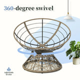 Ergonomic Wicker Chair With Cloud Thick Density Cushion, 3 Proof Cover High Capacity Iron Frame Fluid 360° Swivel - Furniture Home Direct