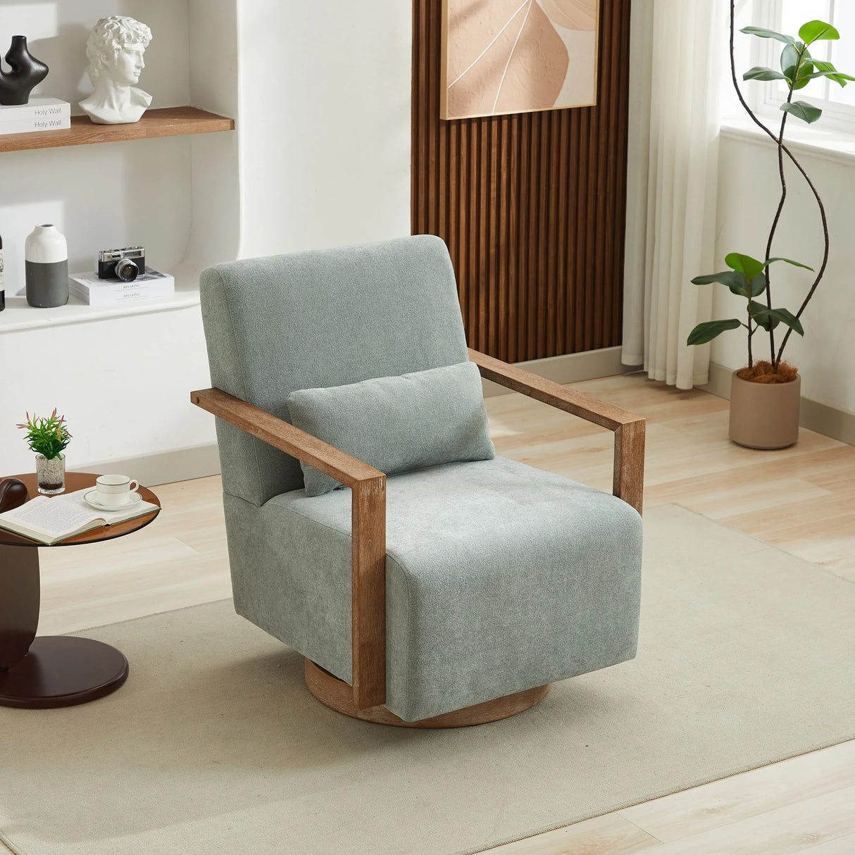 Swivel Modern Upholstered Accent Chair With Armrests - Furniture Home Direct