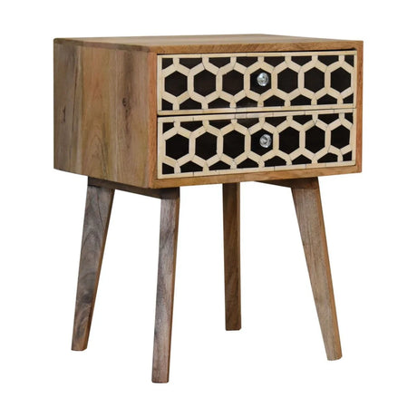 Inlay - Bone Inlay Drawer Nightstand - Furniture Home Direct