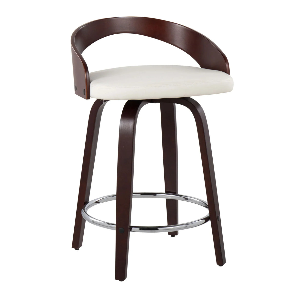 Grotto - Contemporary Fixed Height Counter Stool & Swivel With Round Footrest (Set of 2) - Furniture Home Direct