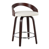 Grotto - Contemporary Fixed Height Counter Stool & Swivel With Round Footrest (Set of 2) - Furniture Home Direct
